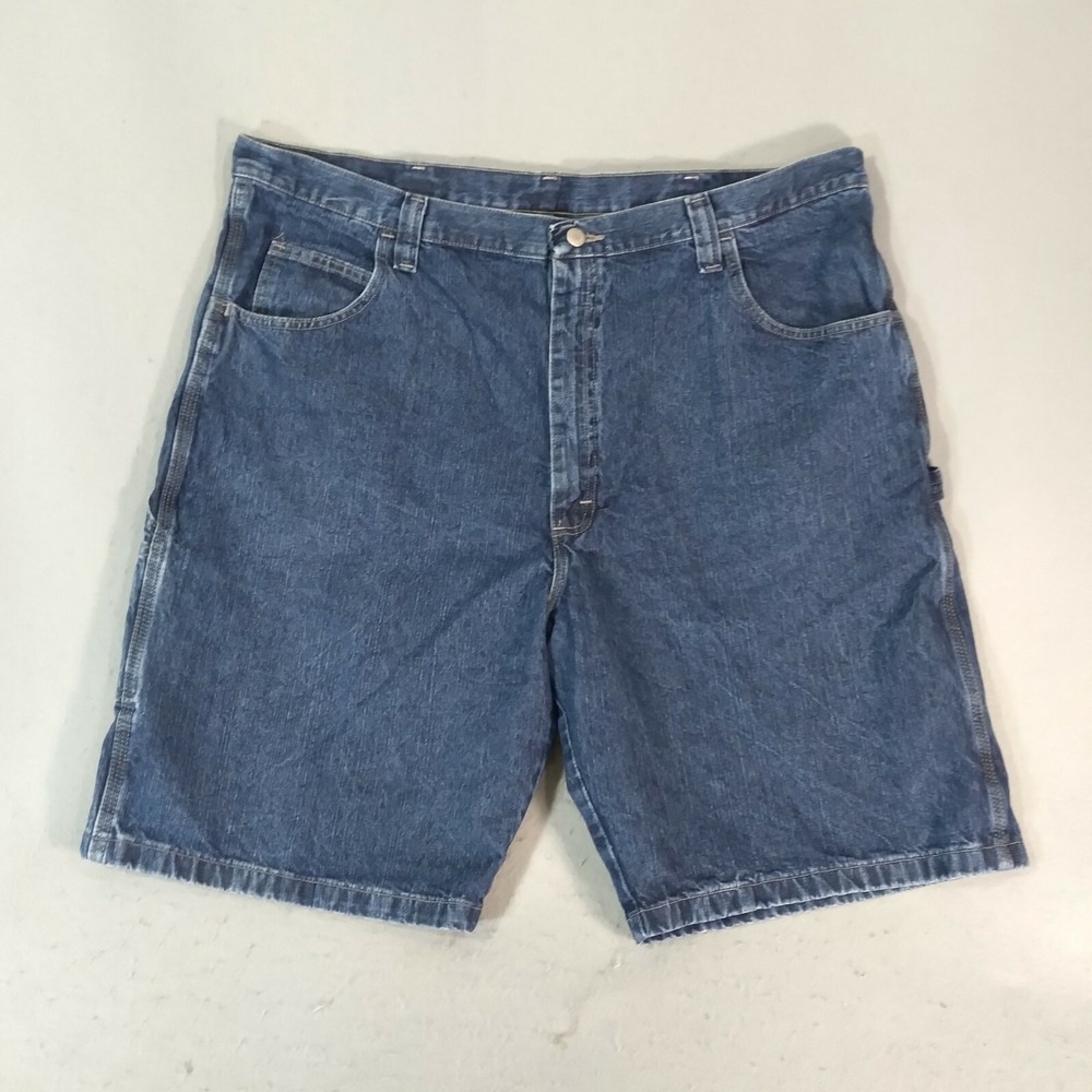 Wrangler Jean Co denim carpenter shorts mens 42 x 10 blue cotton workwear